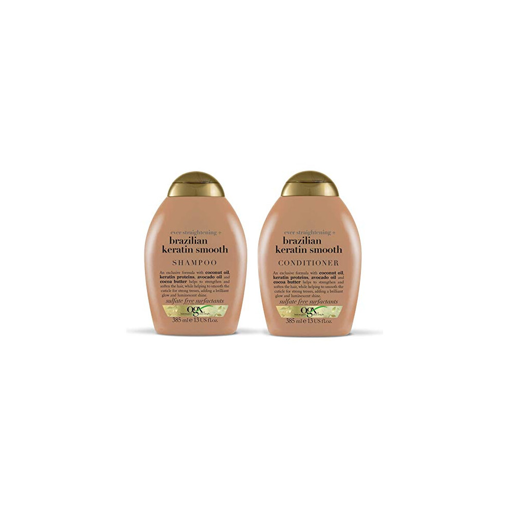 Ogx (Ehemals Organix) Ogx (Formerly Organix) ÂEver Straight Brazilian Keratin' Smoothing Shampoo 385Â Ml With Conditioner 385 Mlâ ÂÂ For Longer Lasting Style For