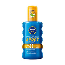 Sun UV Dry Protect Sport Sun Spray SPF 50 (200 ml), 100% Transparent Sun Protection Especially for Athletes, Sweat-Resistant & Extra Waterproof Sun