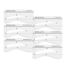 MADLUVV Oogbrauw Stencils, Herbruikbare Brow Mapping Template voor PMU Professionals, 6 Stencils (3 Vormen)