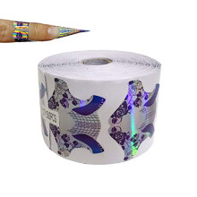 500Pcs Holographic Nail Art Extension Tips Purple Color Acrylic Nail/UV GEL Nail Form Guide Stickers, Nail Art Equipment for Salon