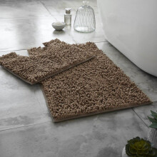(Latte) 2 Piece Loop Bath Mats for Bathroom - Non-Slip Bath Mat Set Rugs, Extra Soft Pedestal Bathmat