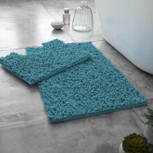 (Teal) 2 Piece Loop Bath Mats for Bathroom - Non-Slip Bath Mat Set Rugs, Extra Soft Pedestal Bathmat