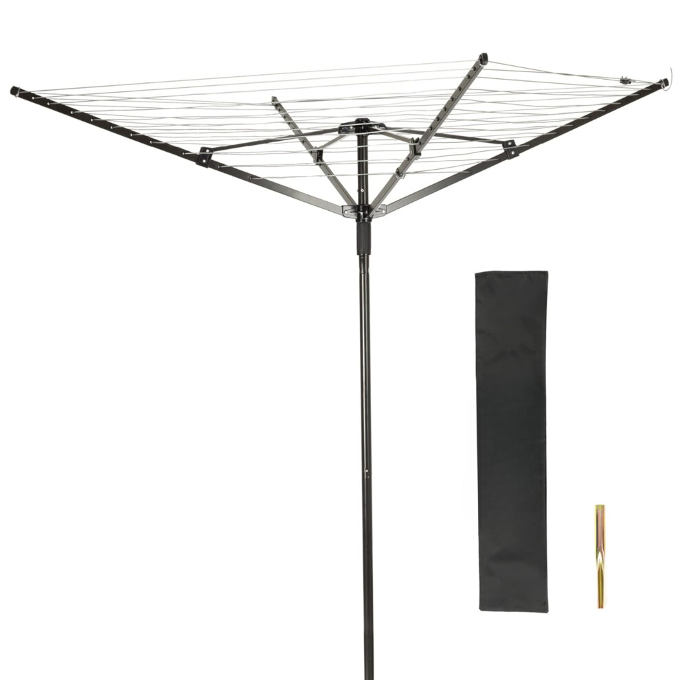 (Black with Grey Line) DBL MAX 50 Metre 4 Arm Rotary Airer