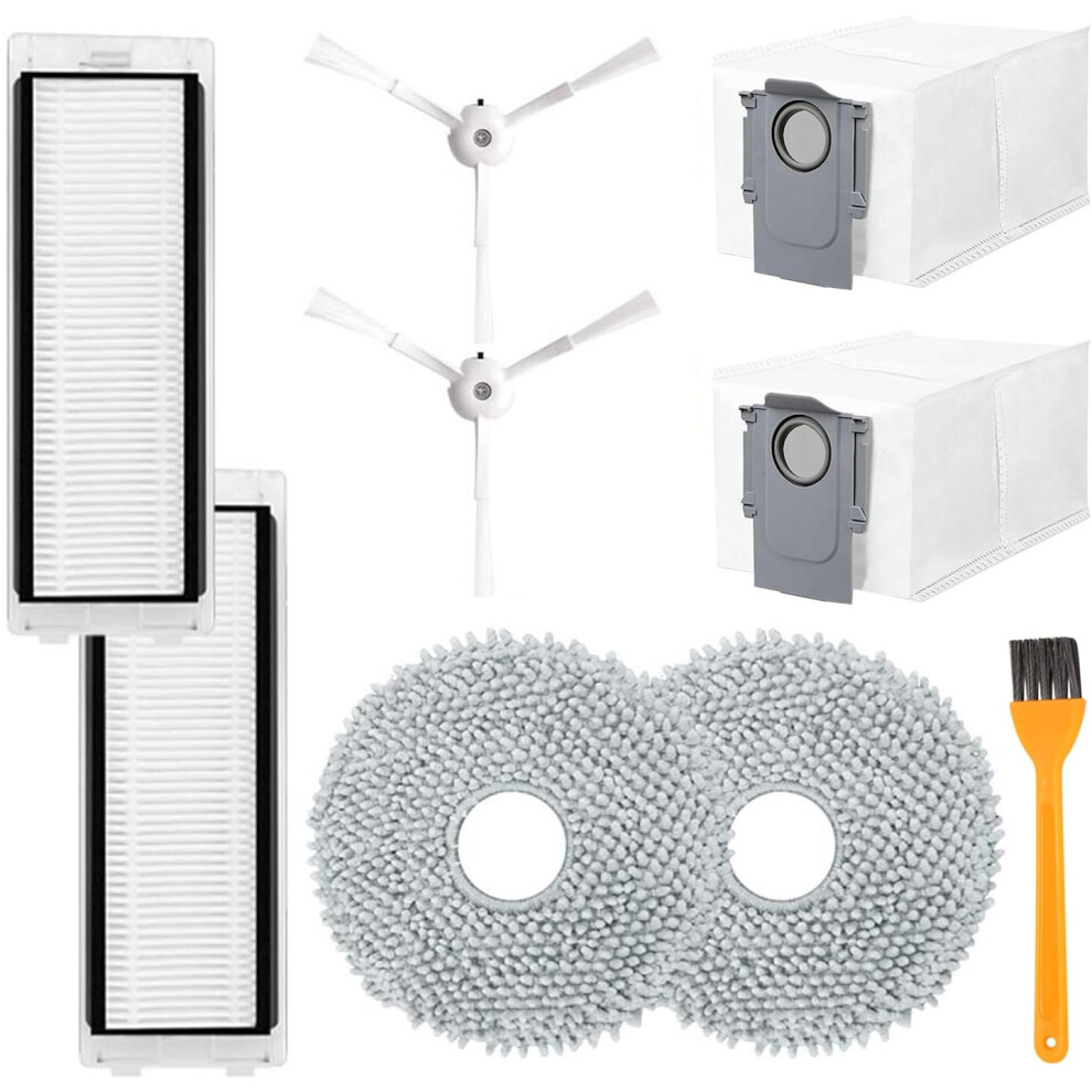 9 Pack Accessories Kit Replacement for Roborock P10/ Roborock Q Revo Robot Vacuum Cleaner, 2 Side Brushes, 2 Filters, 2 Dust Bags, 2 Mop Pads, 1-image-OPC-PDV5PMG-NEW