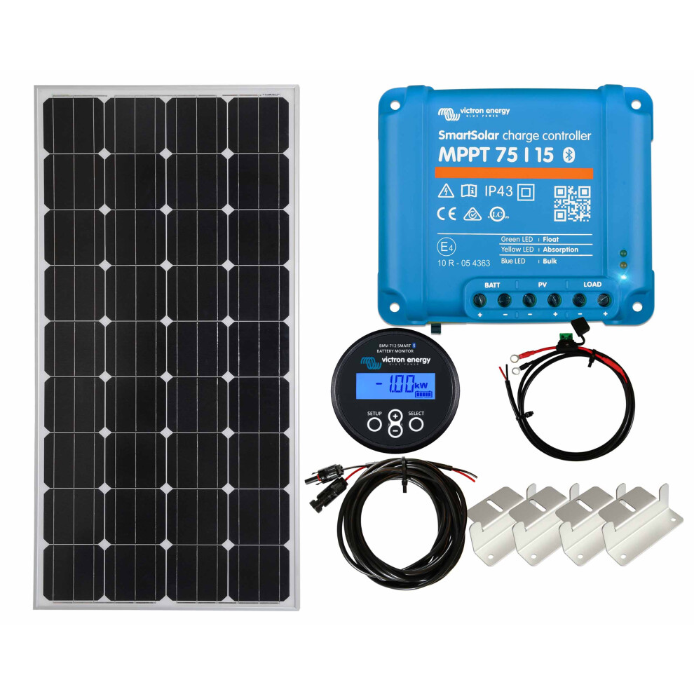 150w Mono Solar Panel Kit Battery Charging MPPT Controller Monitor Z br with Mounting Brackets and Cable