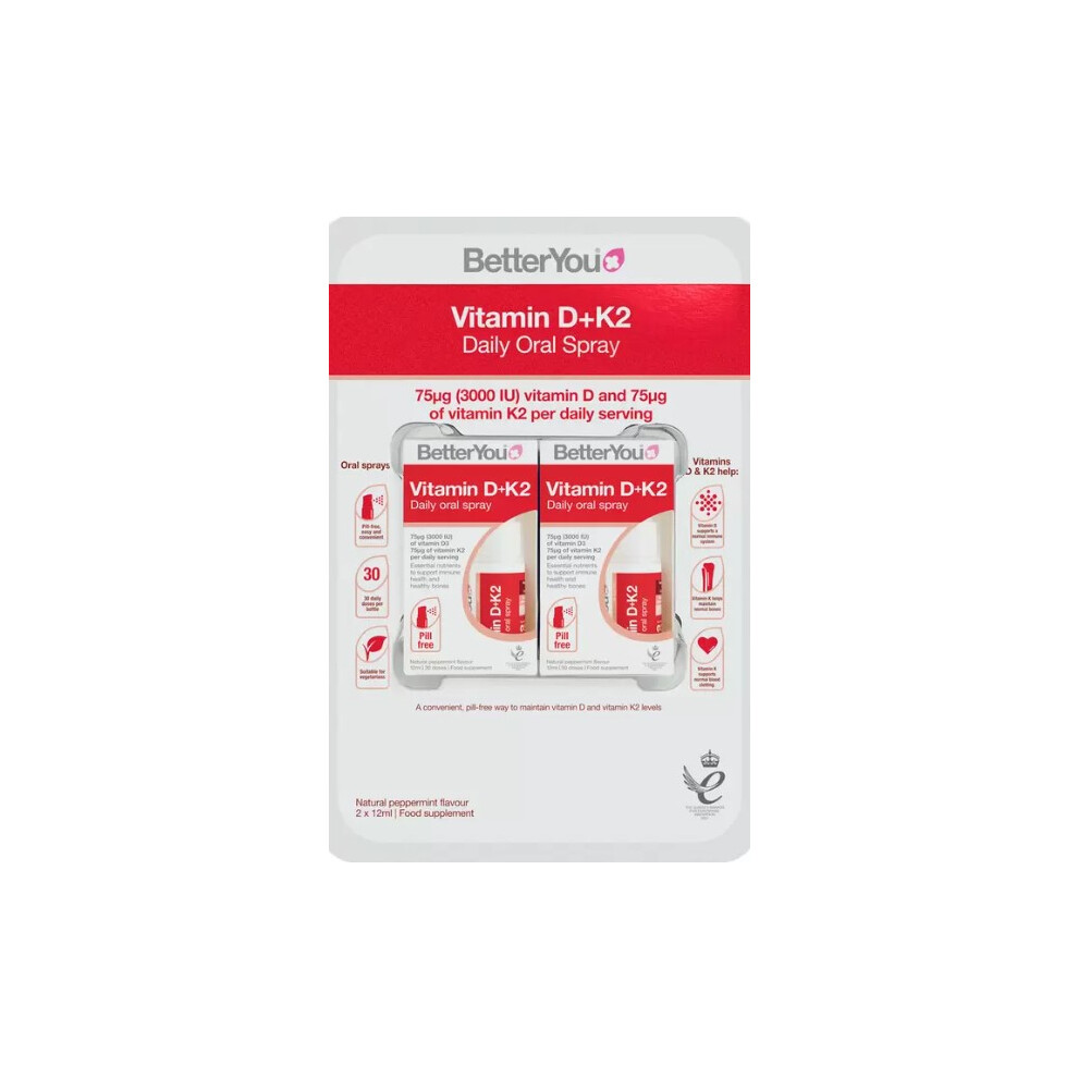 Betteryou Vitamin D + K2 Oral Spray, 2 X 12Ml