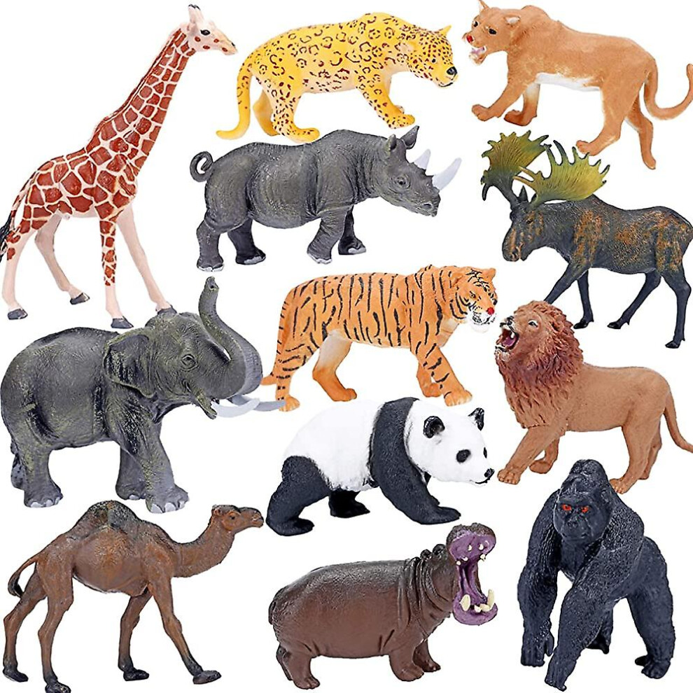 Safari Animals Figures Toys, Realistic Jumbo Wild Zoo Animals Figurines Large Plastic African Jungle Animals Playset With Elephant, Giraffe, Lion, Tig