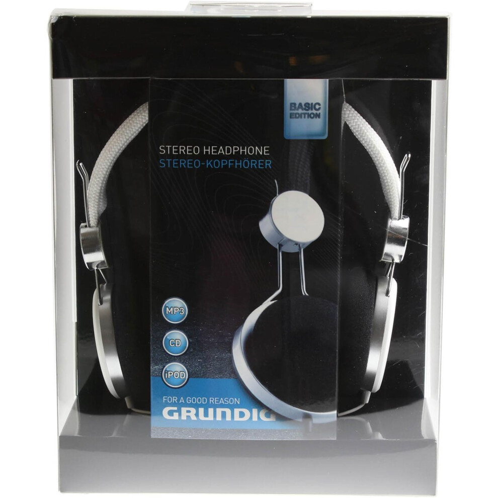 Grundig HD Stereo WIRED Loud Bass Headphones Earphones Over Ear Silver