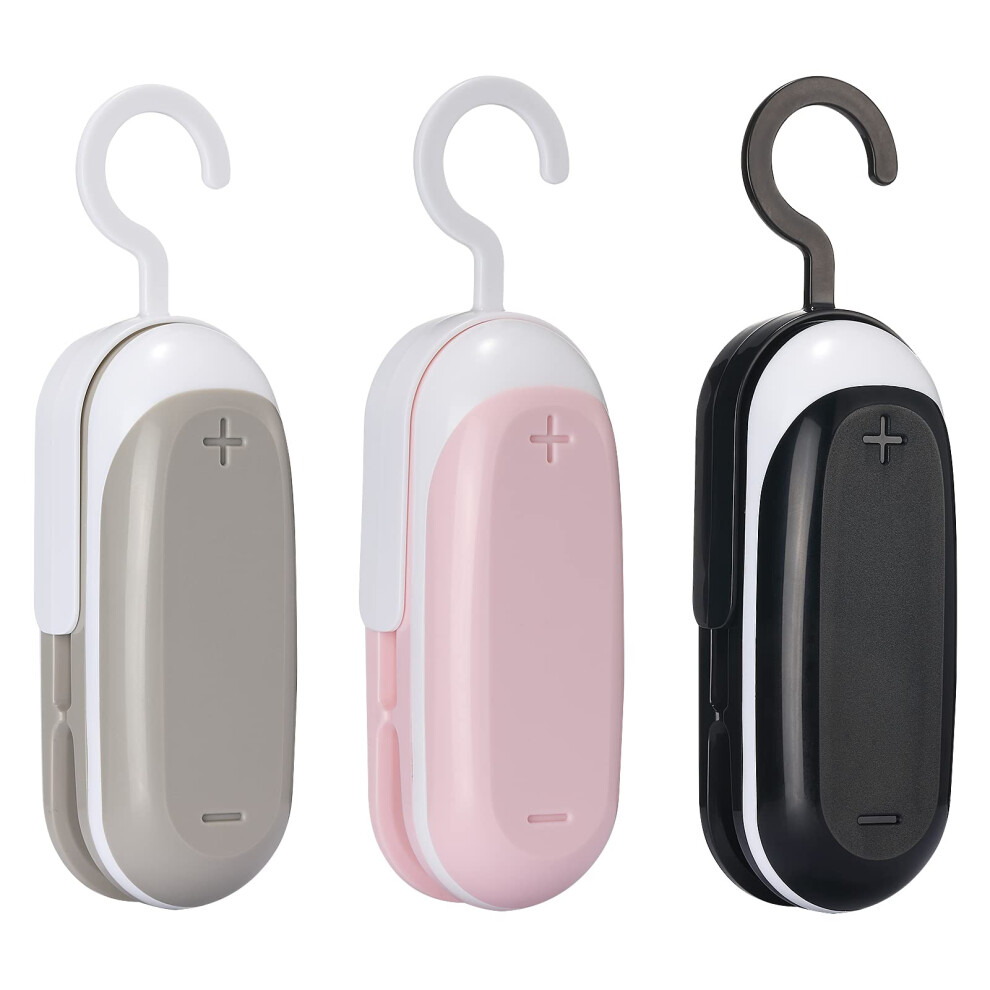 Mini Bag Sealer, 3 Packs Portable Heat Vacuum Sealers, Chip Bag Sealer with Cutter 2 in 1 Heat Sealer Food Sealer Bag Resealer Handheld with Hook for