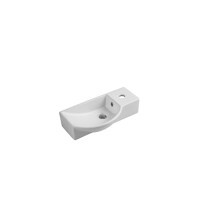 Modern Compact Ceramic White Gloss Cloakroom Wash Basin Wall Hung Bathroom Sink - 450 x 245 mm