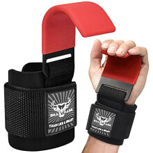 Weight Lifting Hooks Wrist Straps Thick Neoprene Padded Rubber Coated Fitness Wraps Non Slip Pull Up Deadlift Grips Training Exercise Gym Workout Men
