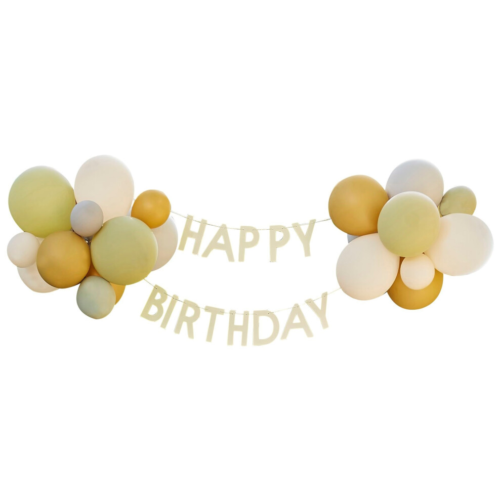 'Let's Go Wild' Happy Birthday Letter Bunting with Latex Balloons-24 Balloons, Multi
