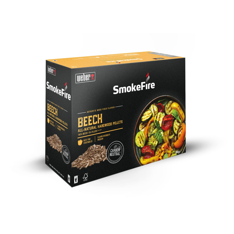 SmokeFire Hardwood Pellets | Beech Cooking Pellets, Best for Vegetables | 8 kg Box | BBQ & Wood Pellets Smoker Fuel | 100% Natural, Sustainable Wood