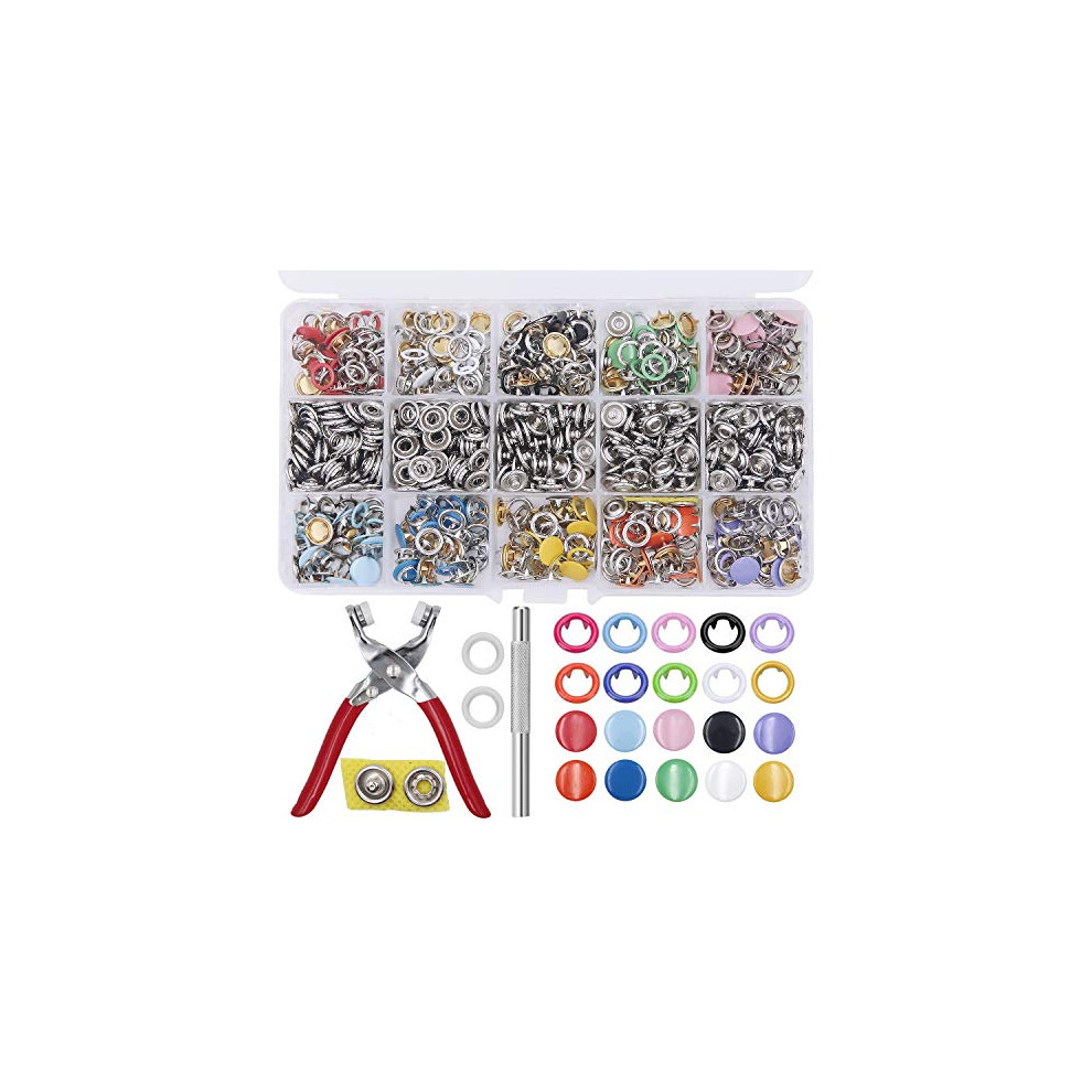 804Pcs Snap Fasteners Tool Kit Hollow And Solid Metal Prong Snaps Buttons With Setting Tool For Clothing Crafting Sewing,Leather Snaps Buttons For 631514390389