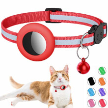 Airtag Cat Collar, Reflective Air tag Cat Collar with Bell and Prefect Size Waterproof Airtag Holder Compatible with Apple Airtag, Cat AirTag Collar