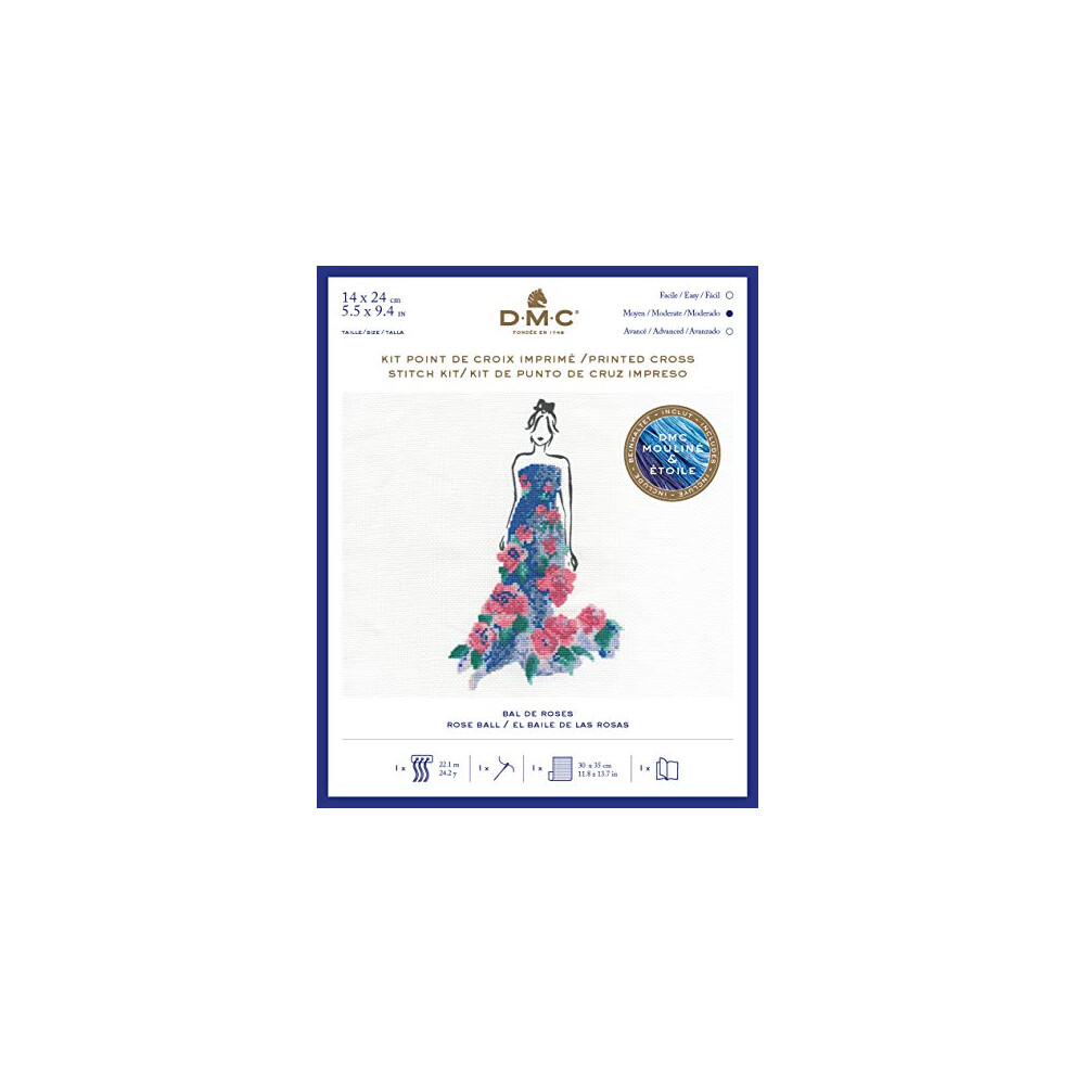 Dmc Stitch Kit Rose Ball, Includes Embroidery Threads, Needle, Canvas Aida And Instructions