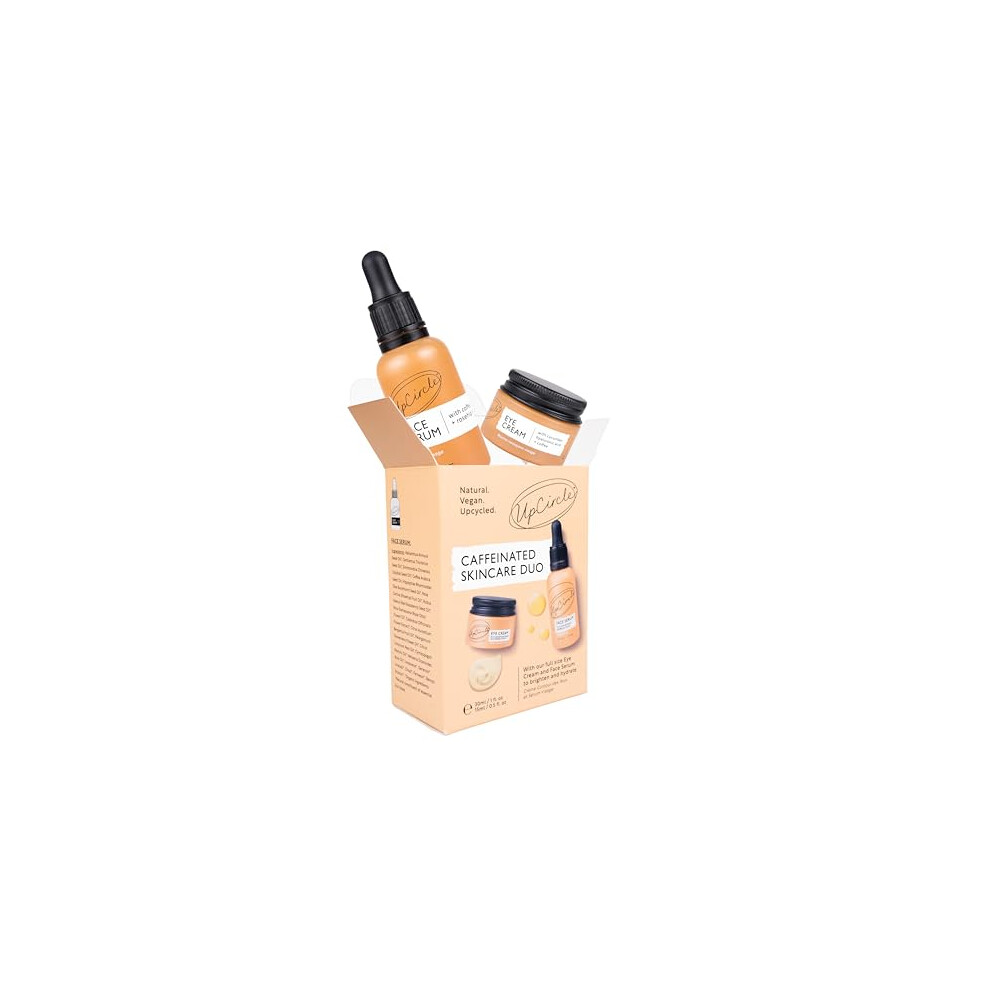 Caffeinated Duo â Our Face Serum and Eye Cream Duo â Vitamin C, Hyaluronic Acid + Coffee Oil â Evens Skin Tone, Reduces Puffiness + Dark Circles