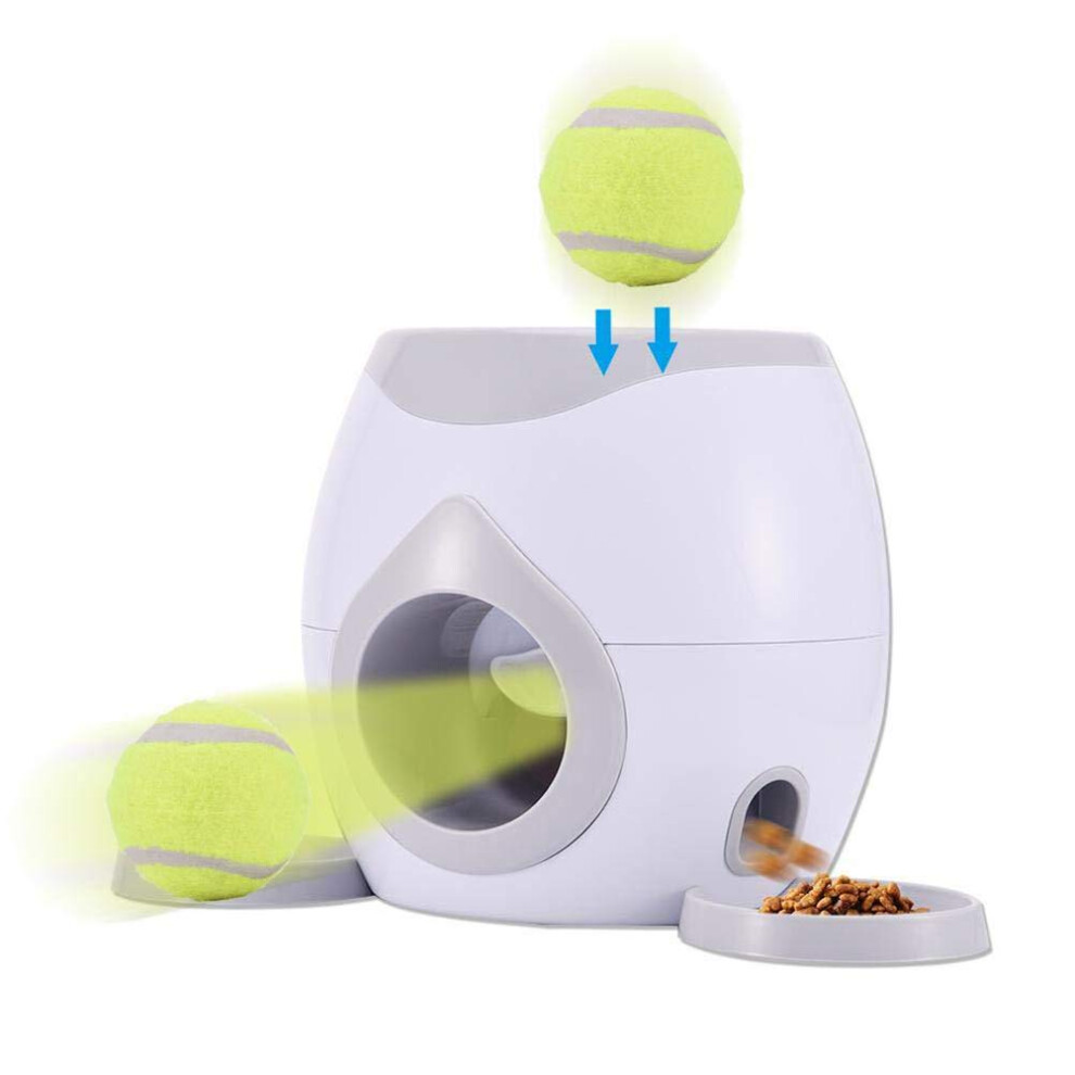 Lybring Automatic Ball Launcher And Pet Feeder - Interactive Tennis Ball Toy For Small/Medium Dogs, Auto-Feed After Launch, Indoor/Outdoor
