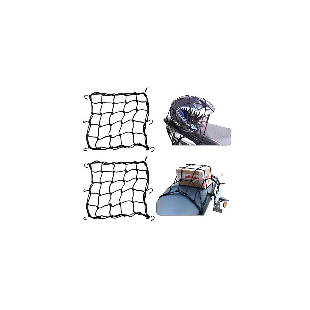 Motorcycle Cargo Net,2 Pcs Helmet Nets Motorbike Luggage Bungee Nets With 6 Pcs Hooks,Luggage Net For Motorcycles Bikes And Atvs, 40 Cm Black 726764864268