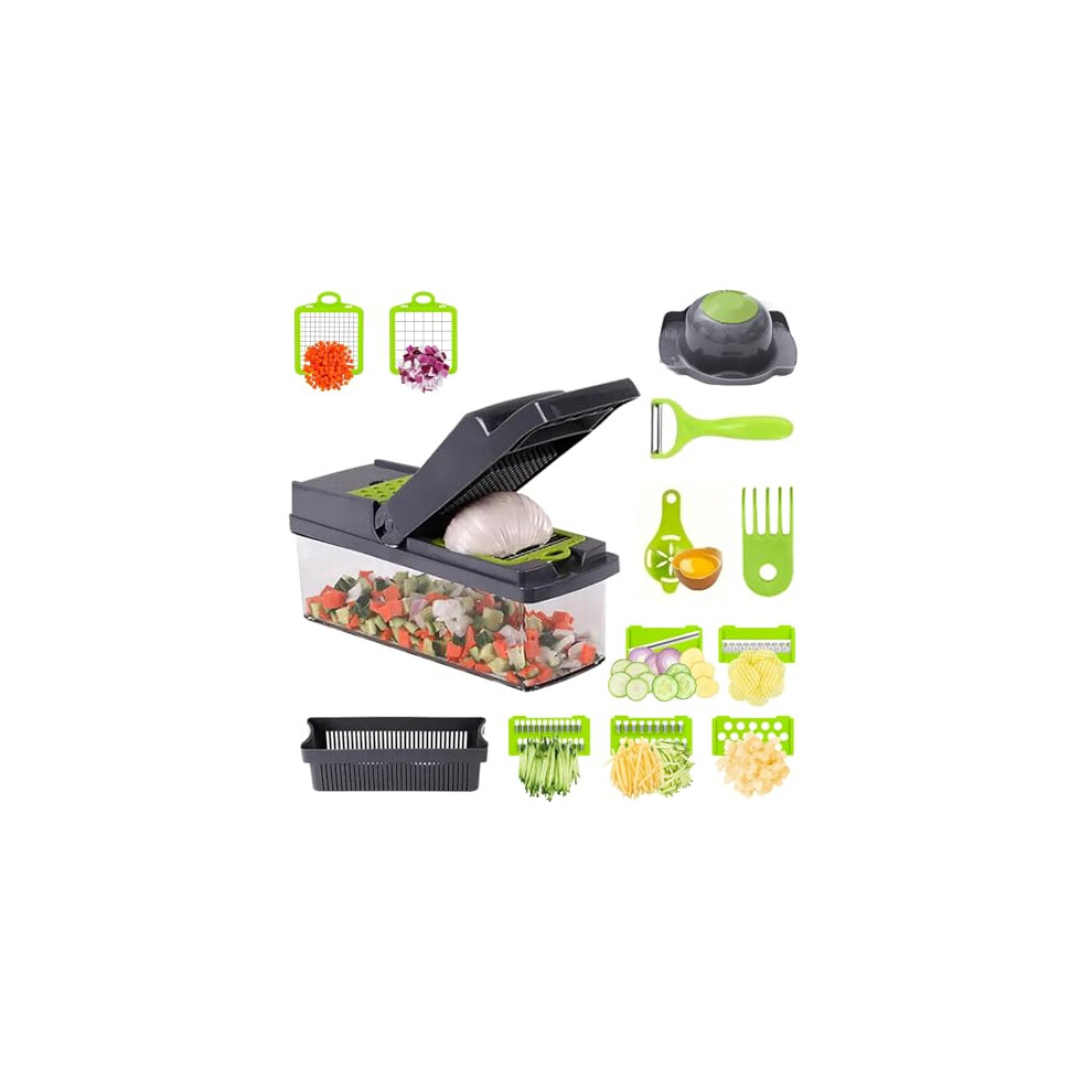 15 in 1 Vegetable Chopper - Mandoline Vegetable Slicer, Dicer, Cutter - Onion Chopper, Food Chopper, Salad Chopper - Veg Chopper, Veggie Chopper,