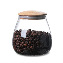 INCETUE 800ML Clear Glass Storage Jar with Wood Lid - Airtight Canister for Coffee, Sugar, Tea, Spices, Cookies (Model MGOUGAUNZ)