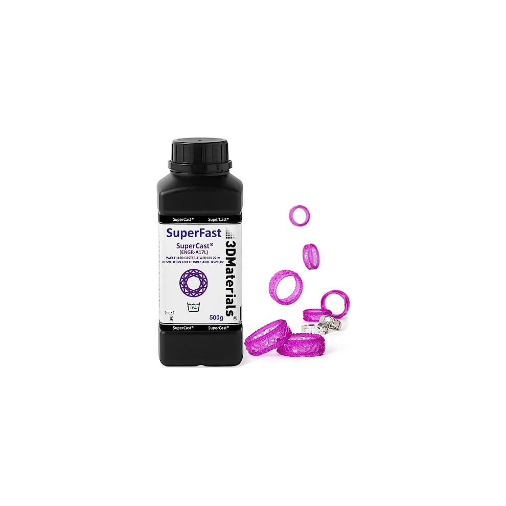 SuperCast 8K 3D Printer Resin Wax Filled for Ultrafine Filigree, Jewelry, and Metal Casting, Made in Korea by 3DMaterials (500g)