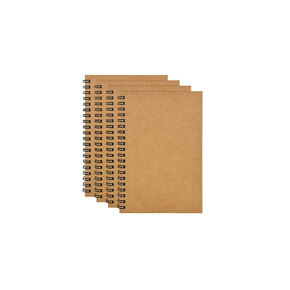 4 Pack Sketchbook A5, Spiral Bound Sketch Notebook, 100 Pages Blank Page Sketch Book, Kraft Cover Drawing Artist Sketch Pad for Drawing, Writing,