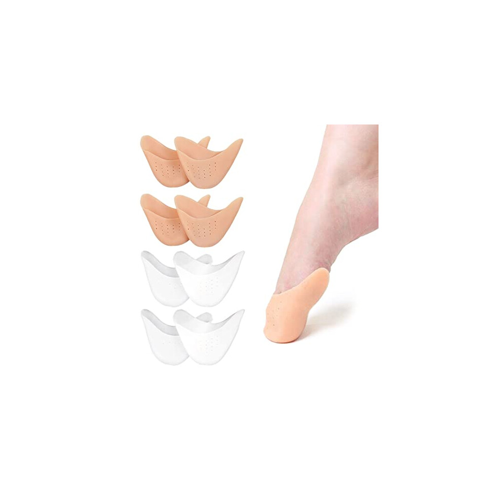 Mivaiun 4 Pairs Soft Silicone Gel Toe Protectors, Toe Cap Tip Protector, Ballet Dance Shoe Toe Pads, Ballet Pointe Shoes Toe Pads, High Heels Toe Cap