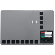 Nobo Small Magnetic Whiteboard With Pin Board Squares, Frameless, Wall Mountable, Integrated Storage, Includes Pens, Magnets, Eraser & Fixing Kit, 610