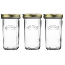 0.5 Litre Set of Three Wide Mouth Screw Top Glass Preservation Jars - Clear