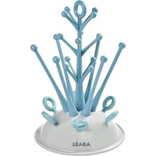 BÉABA, Sgocciolatore per biberon Albero, Grande capacità 6 biberon e accessori, Bacino di recupero dell'acqua removibile, Design astuto, Blu