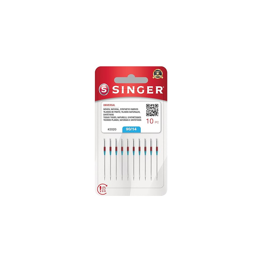 Singer 10-Pack Universal 2020 Sewing Machine Needles, Size 90/14
