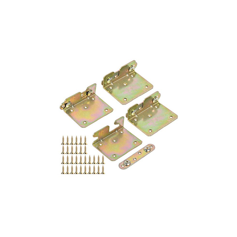 4 Sets Bed Rail Brackets Akamino Heavy Duty Non-Mortise Bed Rail Fittings With Screws For Connecting Wood, Headboards And Foot-Boards 681599701617
