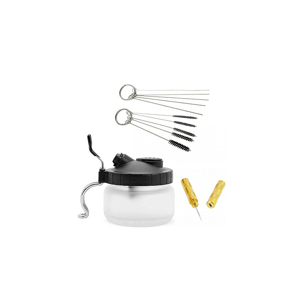 4 Set Airbrush Spray Gun Wash Cleaning Tools Needle Nozzle Brush Glass Cleaning Pot Holder 706090940744