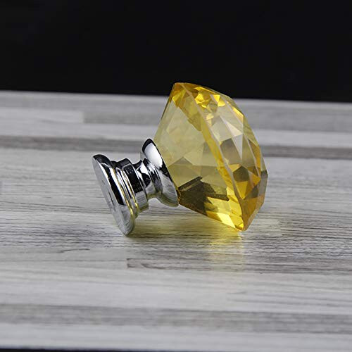 6pcs 30mm Yellow Crystals Glass Drawer Knobs Cupboard Knobs Door Knobs Cabinet Handle Drawer Pull Handle with Screw 1