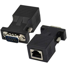 VGA to RJ45 Adapter,RJ45 Female to VGA 15-Pin Male Port Cat5 Cat6 Cat7 Ethernet Support 720P, 1080I, 1080P Video Transmission for Multimedia