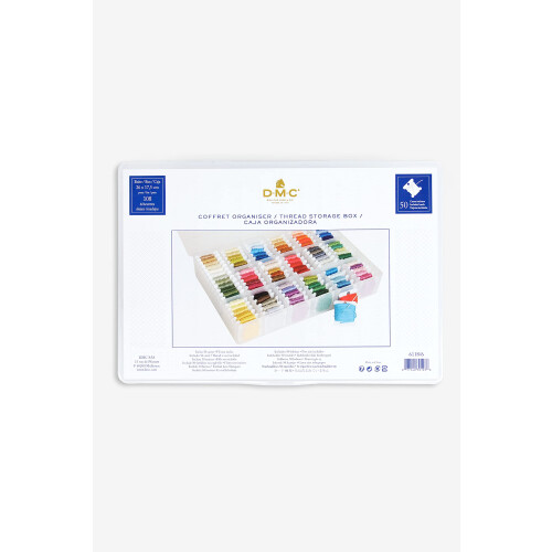 DMC Sewing-Online 6118/6 Floss/Embroidery Thread Bobbin Storage Box inc 50 Empty Bobbins