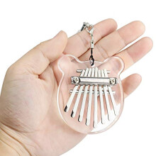 8 Keys Thumb Piano,MiNi Transparent Acrylic Finger Piano with lanyard Suitable,for Beginners in Birthday Christmas and Other Occasions(Bear Ear Shape)