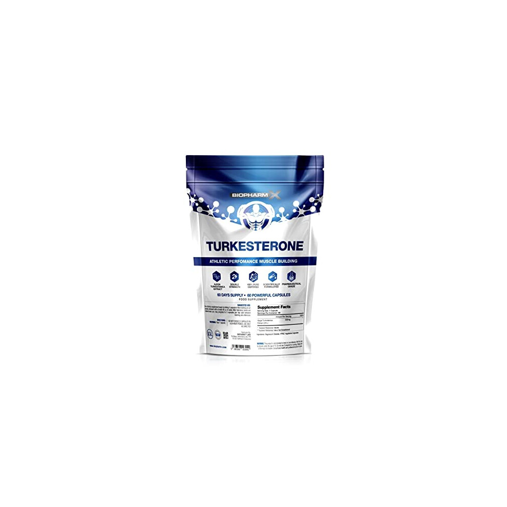 Biopharm-X Pure Turkesterone 1000Mg Per Serving, 60 Capsules - Maximum Strength Muscle Growth & Strength For Bodybuilding