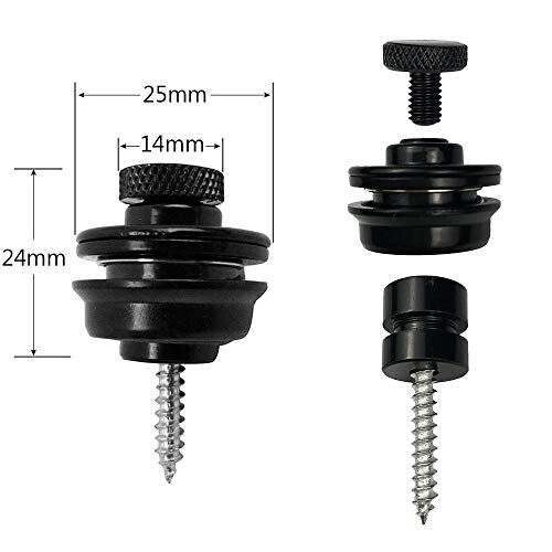 4pcs Guitar Strap Lock Flat Head Metal Button Security Straplock Quick Release Strap Retainer System for Electric Acoustic Guitar Replacement 2