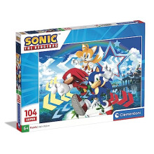 27267 Sonic Supercolor Puzzle-Sonic-104 Pieces, Jigsaw Kids Age 6, Puzzle Cartoon, Made in Italy