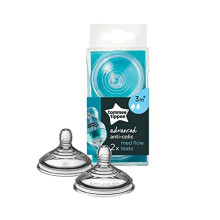 Advanced Anti-Colic Baby Bottle Teats, Breast-Like, Soft Silicone, Medium Flow, 3m+, Pack of 2