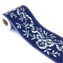 Self Adhesive Navy Floral Rattan Patten Wallpaper Border Peel Stick Wall Ceiling Decorative Sticker Waterproof 10cm X 10meters