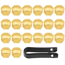 20Pcs Universal Wheel Tyre Hub Covers Lug Nut Bolt Cap Covers Nut Protector Cap Gold 17mm Molded products
