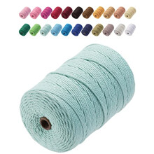 Macrame Cord 3mm x 200m Premium Cotton Macrame Rope, 4 Strand Twisted Soft Cotton Cord, One of The Most Perfect Materials for Macrame Art, Cotton