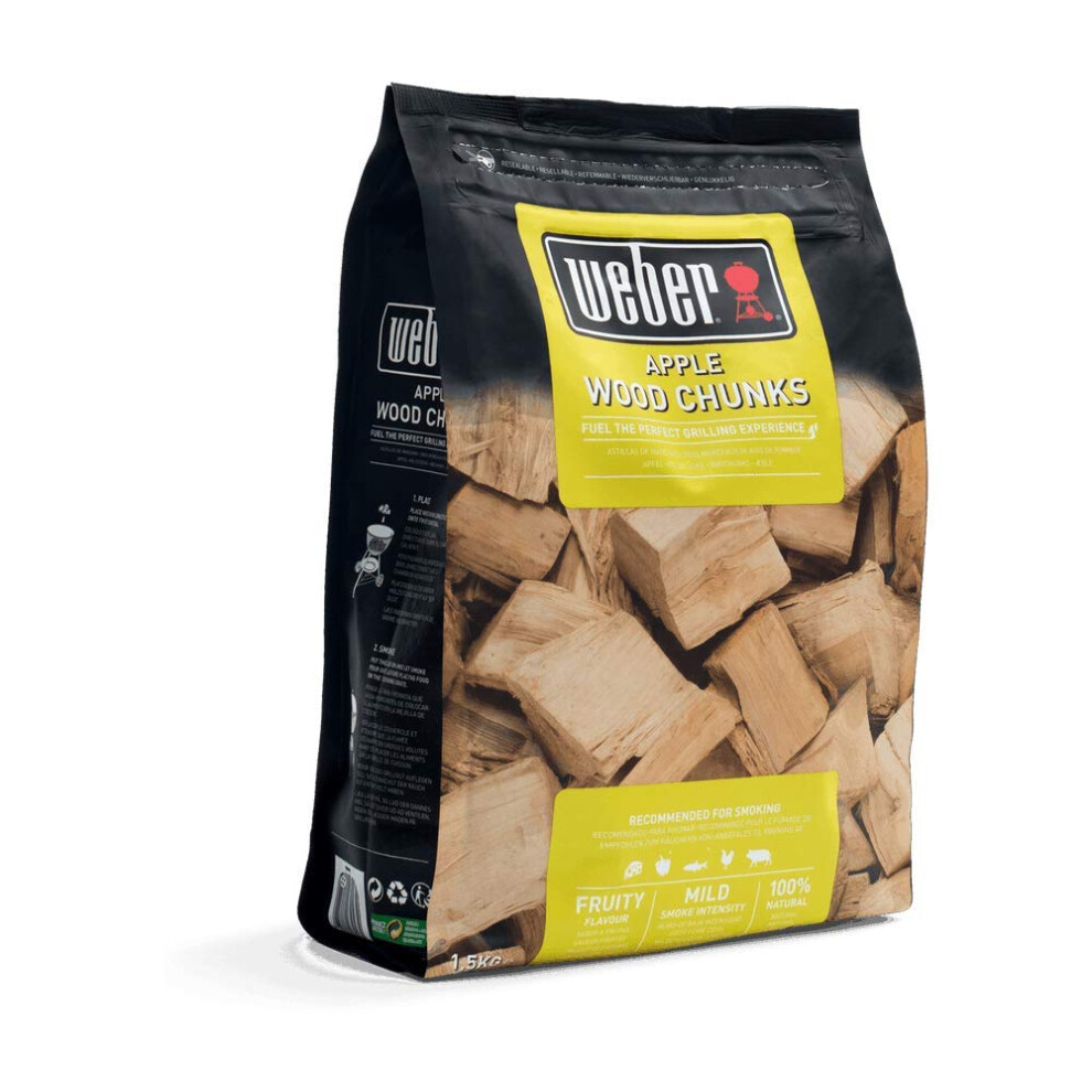 Apple Wood Chunks | 1.5kg Bag | BBQ Wood Chips | Hardwood Cooking Pellets | Smoking Wood Chunks | Barbeque & Smoker Fuel | 100% Natural Wood Chips for