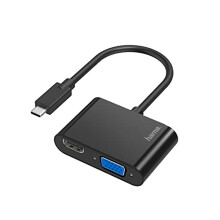 USB-C Adapter to VGA & HDMI Female (Video Adapter with Cable, HDMI and VGA to USB C, Video Audio Converter, Ultra HD 4K for PC, Notebook)
