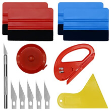 13-Piece Car Vinyl Wrap Tool Kit: Felt Squeegees, Aluminum Cutter with 5 Blades, Tape Measure, Plastic & Film Scrapers for Car Wrapping and Wallpaper