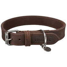 TRIXIE Collier van gewaxed en verouderd leer Rustic - M: 37-44 cm/25 mm - Donkerbruin - Voor hond