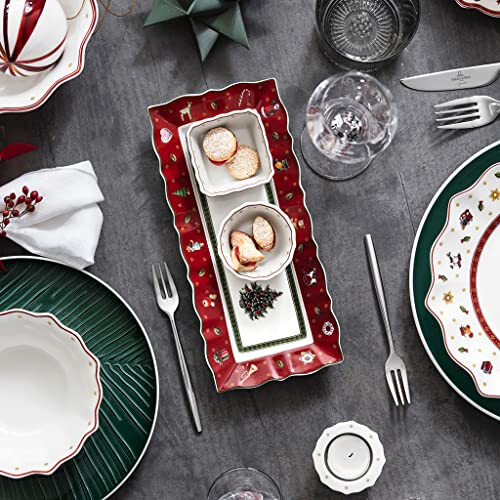 Dip Set, Porcelain, Multi, 4 Pieces, White/Colourful 1